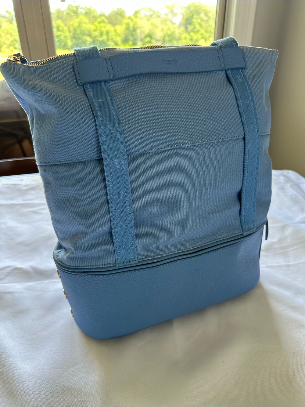 Hammitt Light Blue Canvas & Leather Backpack